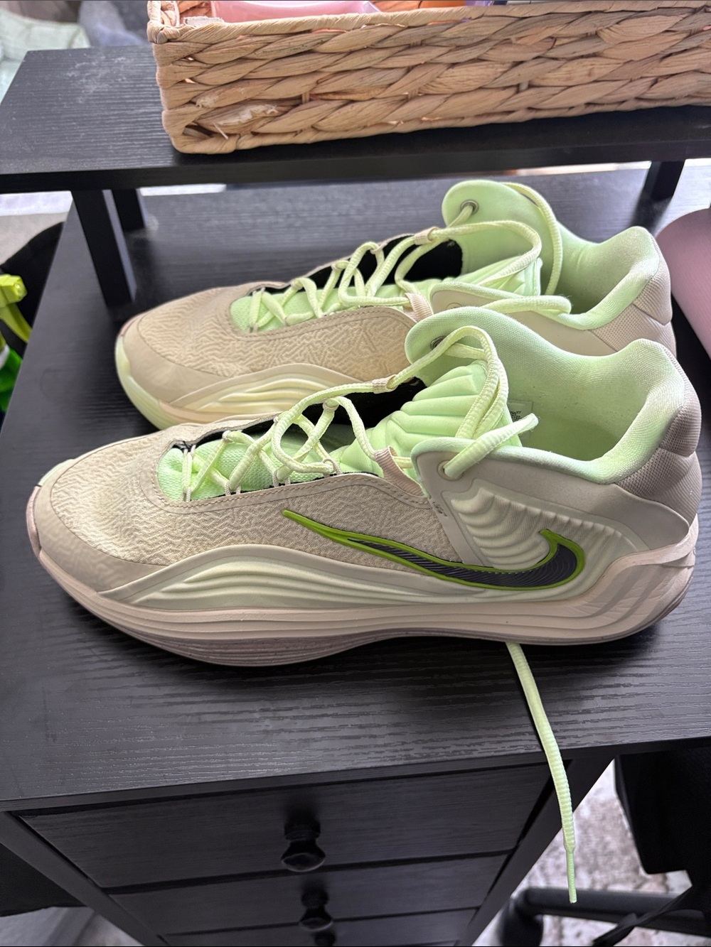 Nike Cream and Light Green Low-Top Athletic Sneakers